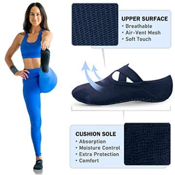 NEWZILL Non-Slip Yoga Socks for Women - 3 Pairs