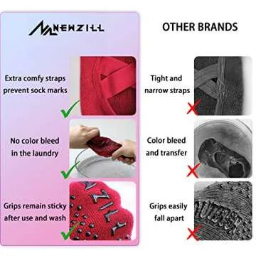 NEWZILL Non-Slip Yoga Socks for Women - 3 Pairs