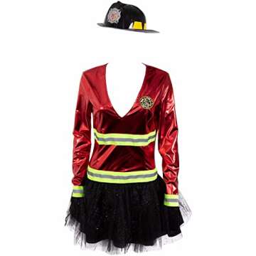 Hot Stuff Firefighter Women's Halloween Costume - Dress & Hat (Large)