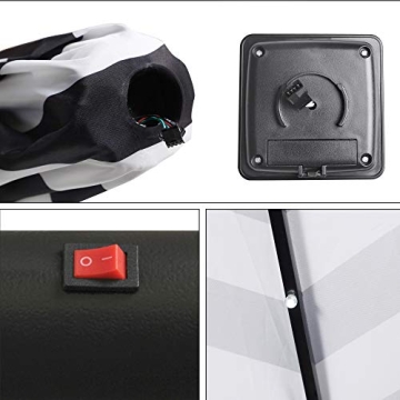 Blissun 7.5 ft Solar Umbrella 18 LED Lighted Patio Umbrella Table Market Umbrella with Tilt and Crank Outdoor Umbrella for Garden, Deck, Backyard, Pool and Beach (Black & White)