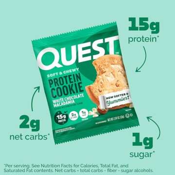 Quest White Chocolate Macadamia Protein Cookie - 15g Protein, Low Carb