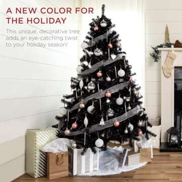 Best Choice Products 6ft Artificial Full Black Christmas Tree Seasonal Holiday Decoration for Home, ...