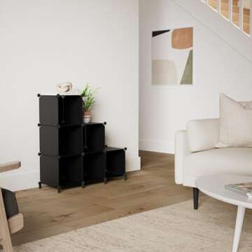 TomCare Cube Storage Organizer 6-Cube Closet Organizer Storage Shelves DIY Storage Cubes Organizer Cabinet Book Shelf for Bedroom Living Room Office, Black