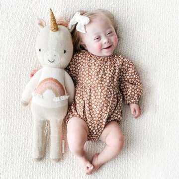 cuddle + kind Zara The Unicorn Little 13" Hand-Knit Doll – 1 Doll = 10 Meals, Fair Trade, Heirloom Quality, Handcrafted in Peru, 100% Cotton Yarn