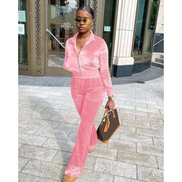 FIVCAT Women's 2 Piece Outfit: Stylish Velvet Jogger Set for All Occasions