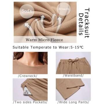 Ekouaer Women's Soft Micro Fleece Pajama Set