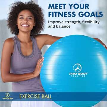 ProBody Pilates Exercise Ball - Multiple Sizes Gym Grade Balance Ball for Fitness, Workout, Pregnanc...