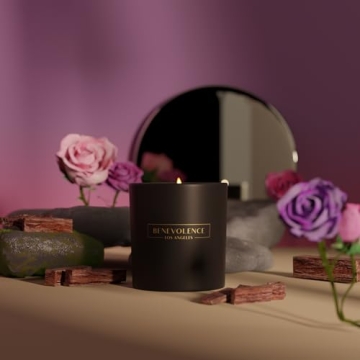 Benevolence LA Clearance Candles | Rose & Sandalwood Soy Scented Candles | 6 oz Black Scented Candle in a Glass Jar | Manly Indulgence Candles | Candles for Men and Women
