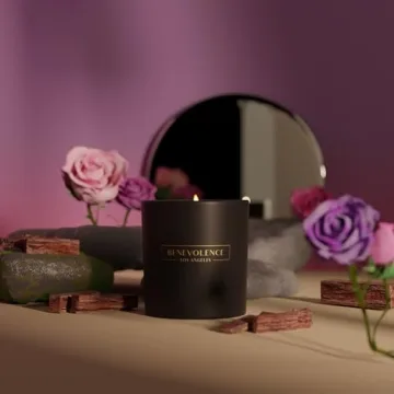 Benevolence LA Clearance Candles | Rose & Sandalwood Soy Scented Candles | 6 oz Black Scented Candle in a Glass Jar | Manly Indulgence Candles | Candles for Men and Women