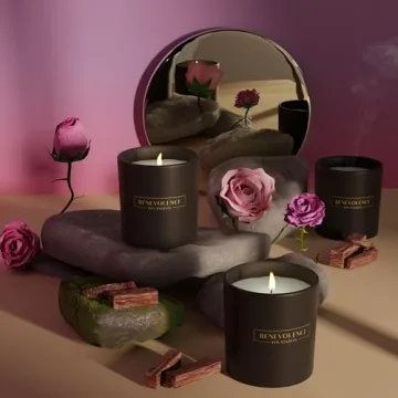 Benevolence LA Clearance Candles | Rose & Sandalwood Soy Scented Candles | 6 oz Black Scented Candle in a Glass Jar | Manly Indulgence Candles | Candles for Men and Women