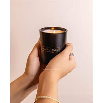 Benevolence LA Clearance Candles | Rose & Sandalwood Soy Scented Candles | 6 oz Black Scented Candle in a Glass Jar | Manly Indulgence Candles | Candles for Men and Women