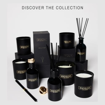 Benevolence LA Clearance Candles | Rose & Sandalwood Soy Scented Candles | 6 oz Black Scented Candle in a Glass Jar | Manly Indulgence Candles | Candles for Men and Women