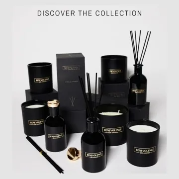 Benevolence LA Clearance Candles | Rose & Sandalwood Soy Scented Candles | 6 oz Black Scented Candle in a Glass Jar | Manly Indulgence Candles | Candles for Men and Women