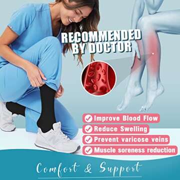 BLUEENJOY Compression Socks for Women & Men (3 pairs) - Best Support for Nurses, Running, Hiking, Recovery & Flight Socks