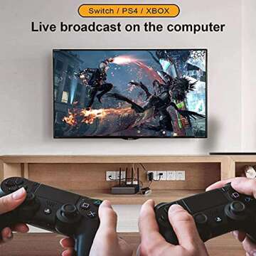 4K Video Capture Card, HDMI to USB Capture Card 1080P for Streaming, Recording, Gaming, Compatible with Nintendo Switch, PS5, Xbox