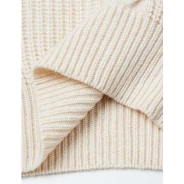 LINY XIN Women's 2023 Oversized Fall Winter Warm Crewneck Long Sleeve Knit Cable Long Pullover Merino Wool Sweater Dress (Beige,L)