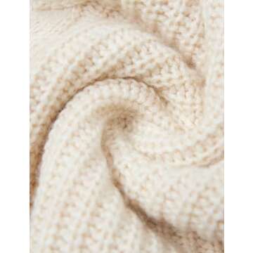 LINY XIN Women's 2023 Oversized Fall Winter Warm Crewneck Long Sleeve Knit Cable Long Pullover Merino Wool Sweater Dress (Beige,L)