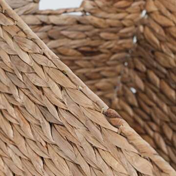 Westerly 4 Decorative Hand-Woven Small Water Hyacinth Wicker Storage Basket, 13x11x11 Perfect for Shelving Units