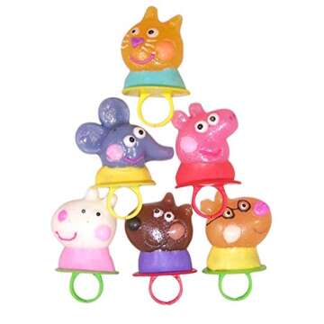 Peppa Pig and Friends Hard Candy Lollipop Rings, 3 Ounce