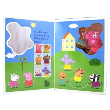 Peppa Pig and Friends Hard Candy Lollipop Rings, 3 Ounce