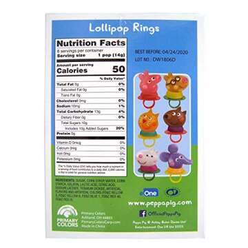 Peppa Pig and Friends Hard Candy Lollipop Rings, 3 Ounce
