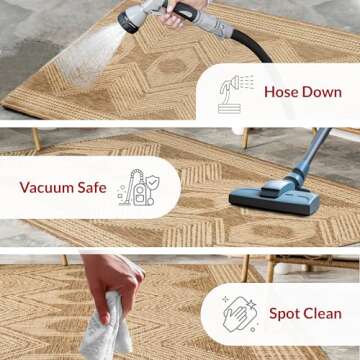 nuLOOM 7' x 9' Outdoor Tribal Geometric Area Rug, Stain Resistant, Weather Resistant, High Traffic, Patio, Balcony, Outside, Ranya Light Brown