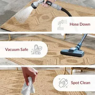 nuLOOM 7' x 9' Outdoor Tribal Geometric Area Rug, Stain Resistant, Weather Resistant, High Traffic, Patio, Balcony, Outside, Ranya Light Brown