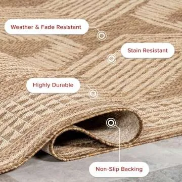 nuLOOM 7' x 9' Outdoor Tribal Geometric Area Rug, Stain Resistant, Weather Resistant, High Traffic, Patio, Balcony, Outside, Ranya Light Brown