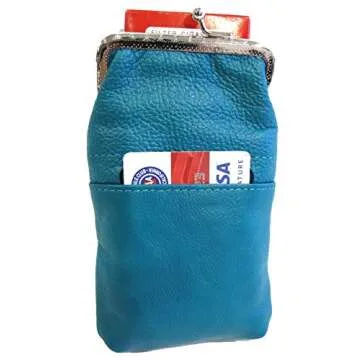 Women 100% Pure Leather Cigarette Case Lighter Match Pocket Zipper Coin Pouch -4 Color (Teal)
