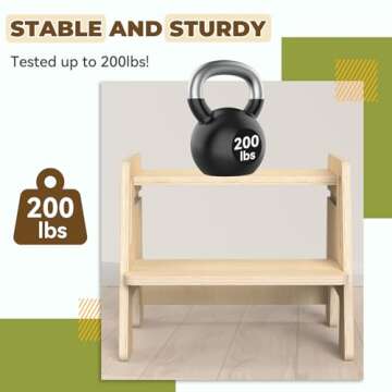 Toddler 2 Step Wooden Stool – Sturdy Step Ladder for Bathroom, Kitchen & Home Use, Non-Slip Base, Lightweight, Stylish Wood Grain Finish, Ideal for Kids to Reach High Shelves & Sink