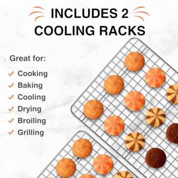 Cooling Rack for Baking 2-Pack, 15 x 10 Inches Baking Rack, Stainless Steel Wire Cookie Rack Fits Je...