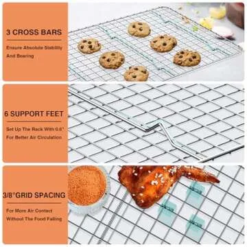 Cooling Rack for Baking 2-Pack, 15 x 10 Inches Baking Rack, Stainless Steel Wire Cookie Rack Fits Jelly Roll Sheet Pan, Oven Safe for Cooking, Roasting, Grilling