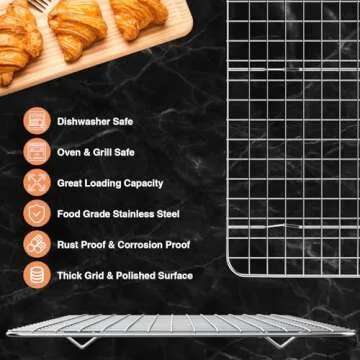 Cooling Rack for Baking 2-Pack, 15 x 10 Inches Baking Rack, Stainless Steel Wire Cookie Rack Fits Jelly Roll Sheet Pan, Oven Safe for Cooking, Roasting, Grilling