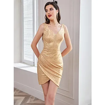 Stunning GRACE KARIN Deep V Neck Sequin Party Dress