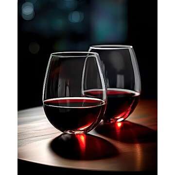 LUXU Stemless Wine Glasses(Set of 4)-20 oz,Crystal Wine Cups for Red or White Wine,Large Water Juice Glasses,No Stem Glass Beverage Cups,Clear Drinking Tumblers for Any Occasion