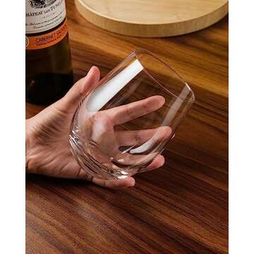 LUXU Stemless Wine Glasses(Set of 4)-20 oz,Crystal Wine Cups for Red or White Wine,Large Water Juice Glasses,No Stem Glass Beverage Cups,Clear Drinking Tumblers for Any Occasion