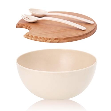 Elegant Bamboo Salad Bowl Set with Lids and Utensils
