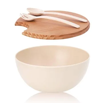 Elegant Bamboo Salad Bowl Set with Lids and Utensils