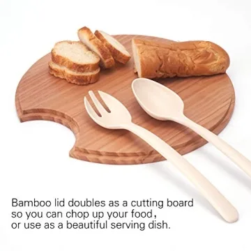 Elegant Bamboo Salad Bowl Set with Lids and Utensils