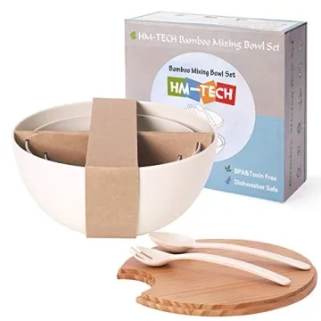 Elegant Bamboo Salad Bowl Set with Lids and Utensils