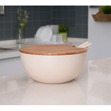Elegant Bamboo Salad Bowl Set with Lids and Utensils