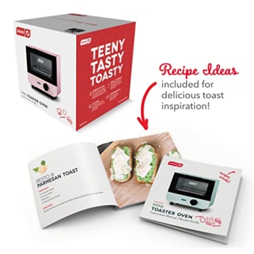 DASH Mini Toaster Oven Cooker for Bread, Bagels, Cookies, Pizza, Paninis & More with Baking Tray, Rack, Auto Shut Off Feature - Pink