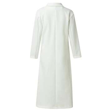 MOKINGTOP Women's Winter Notched Lapel Open Front Double Breasted Elegant Cardigan Suit Slim Long Coat Windbreaker Jacket Pea Coat Trench