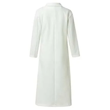 MOKINGTOP Women's Winter Notched Lapel Open Front Double Breasted Elegant Cardigan Suit Slim Long Coat Windbreaker Jacket Pea Coat Trench