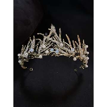 Sunshinesmile Vintage Princess Crown - Black Rhinestone Tiara