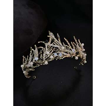 Sunshinesmile Vintage Princess Crown - Black Rhinestone Tiara