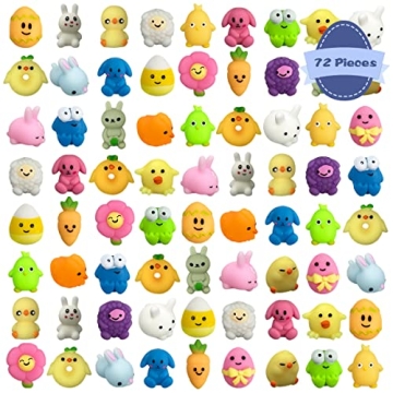 QINGQIU 72 PCS Easter Mochi Squishy Toys Stress Relief Squishies for Kids Boys Girls Toddlers Easter...