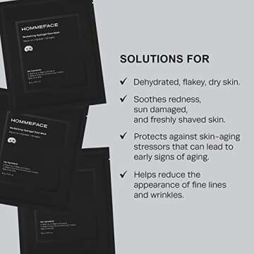 HommeFace Revitalizing Hydrogel Facial Mask Set for Men (5ct) - Hydrating, Anti-aging & Soothing Fac...
