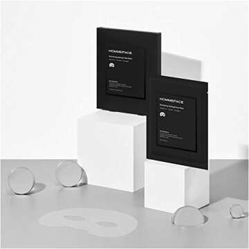 HommeFace Revitalizing Hydrogel Facial Mask Set for Men (5ct) - Hydrating, Anti-aging & Soothing Face Sheet Mask with Hyaluronic Acid, Vitamin B, C, E & Peptides, Beard-Friendly