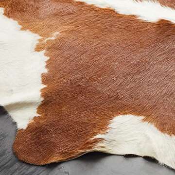 A-Star Large White Cowhide Rugs - 5x5 Genuine Cowhide Rug (Brown Ad White)
